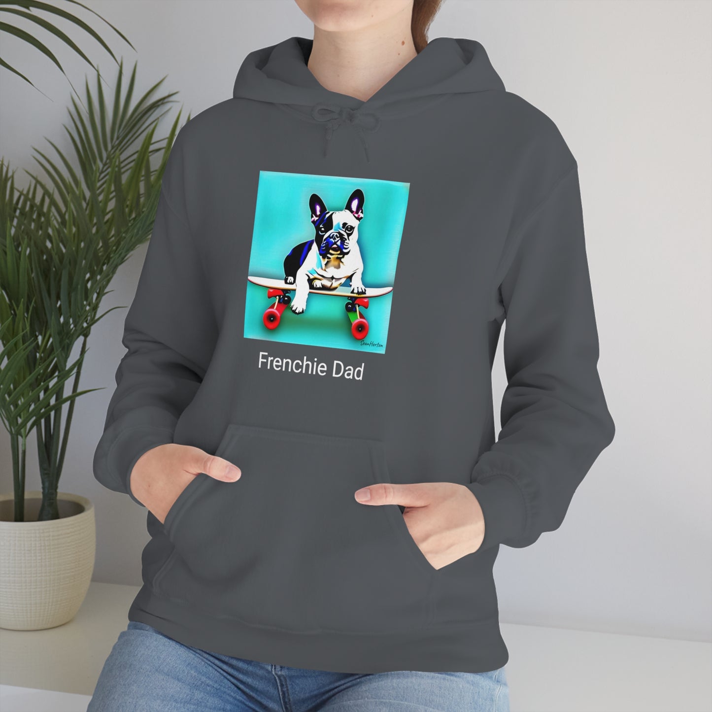 Frenchie on a Skateboard/Frenchie Dad Unisex Heavy Blend™ Hooded Sweatshirt
