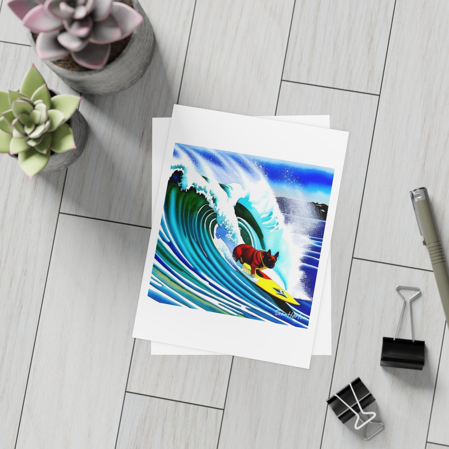 Surfing Frenchie Postcard Bundles (envelopes included)