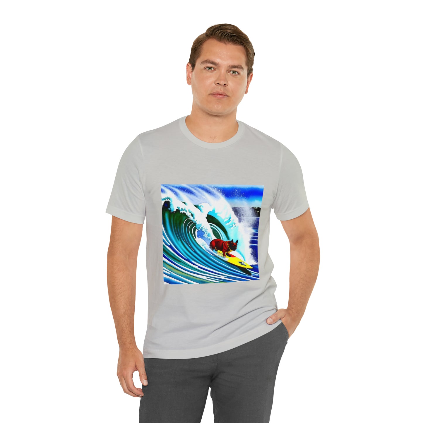 Surfing Frenchie Unisex Jersey Short Sleeve Tee