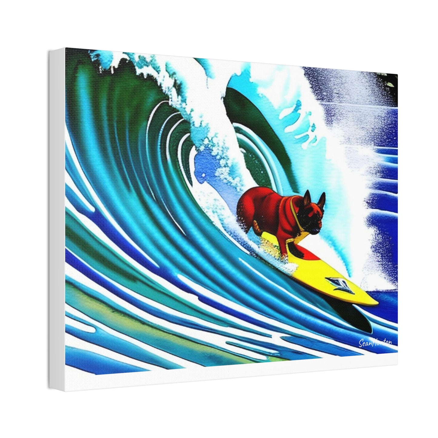 Surfing Frenchie (Horizontal) Canvas Stretched, 1.5''