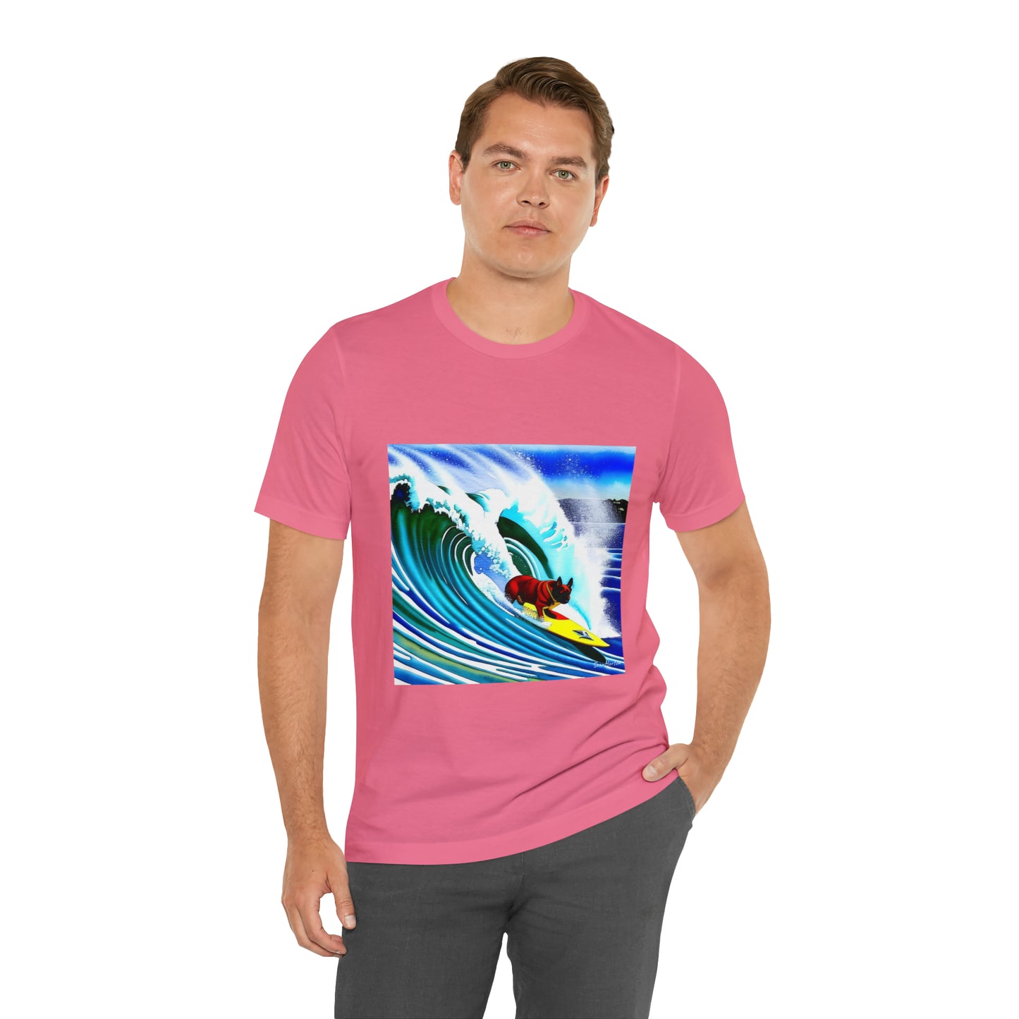 Surfing Frenchie Unisex Jersey Short Sleeve Tee