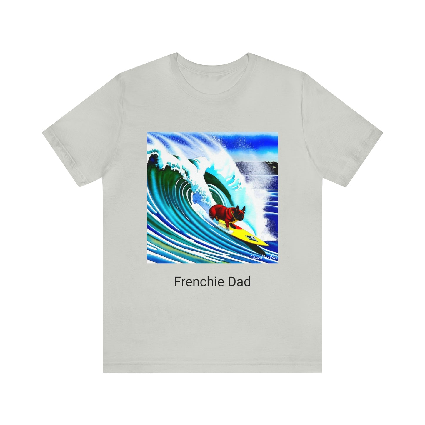 Surfing Frenchie/Frenchie Dad Unisex Jersey Short Sleeve Tee