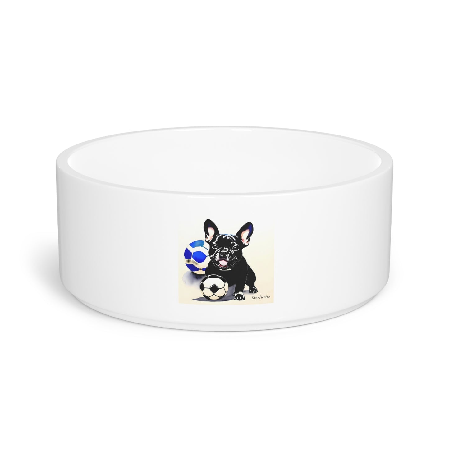 Frenchie with a Soccer Ball Pet Bowl