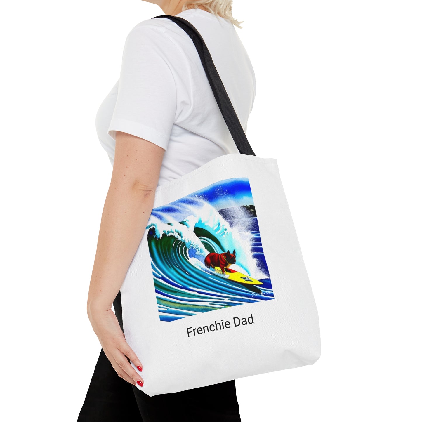 Surfing Frenchie/Frenchie Dad Tote Bag (AOP)