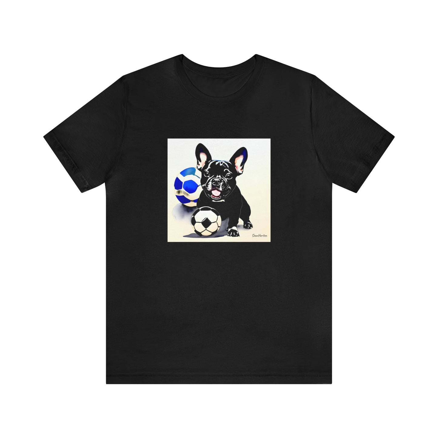 Frenchie with Soccer Ball Unisex Jersey Short Sleeve Tee