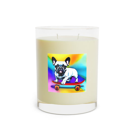 Frenchie on a Skateboard #3 Scented Candle - Full Glass, 11oz