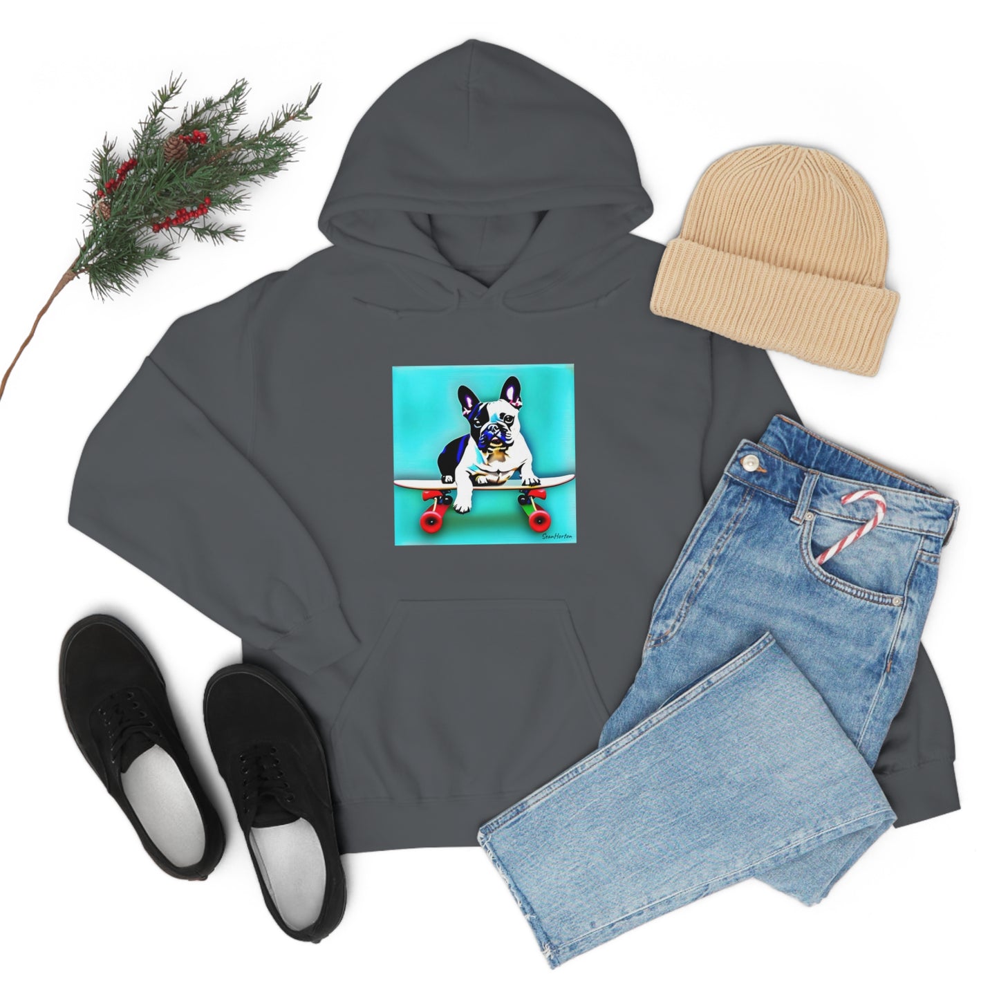 Frenchie on a Skateboard Unisex Heavy Blend™ Hooded Sweatshirt
