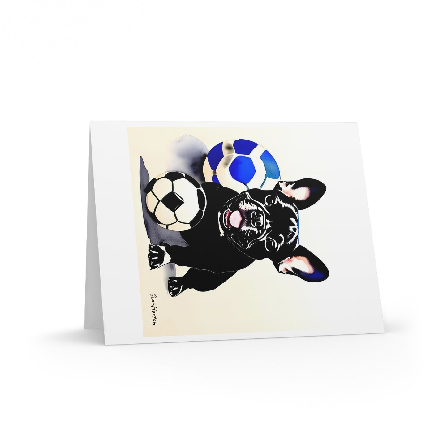 Frenchie with a Soccer Ball Greeting cards (8, 16, and 24 pcs)