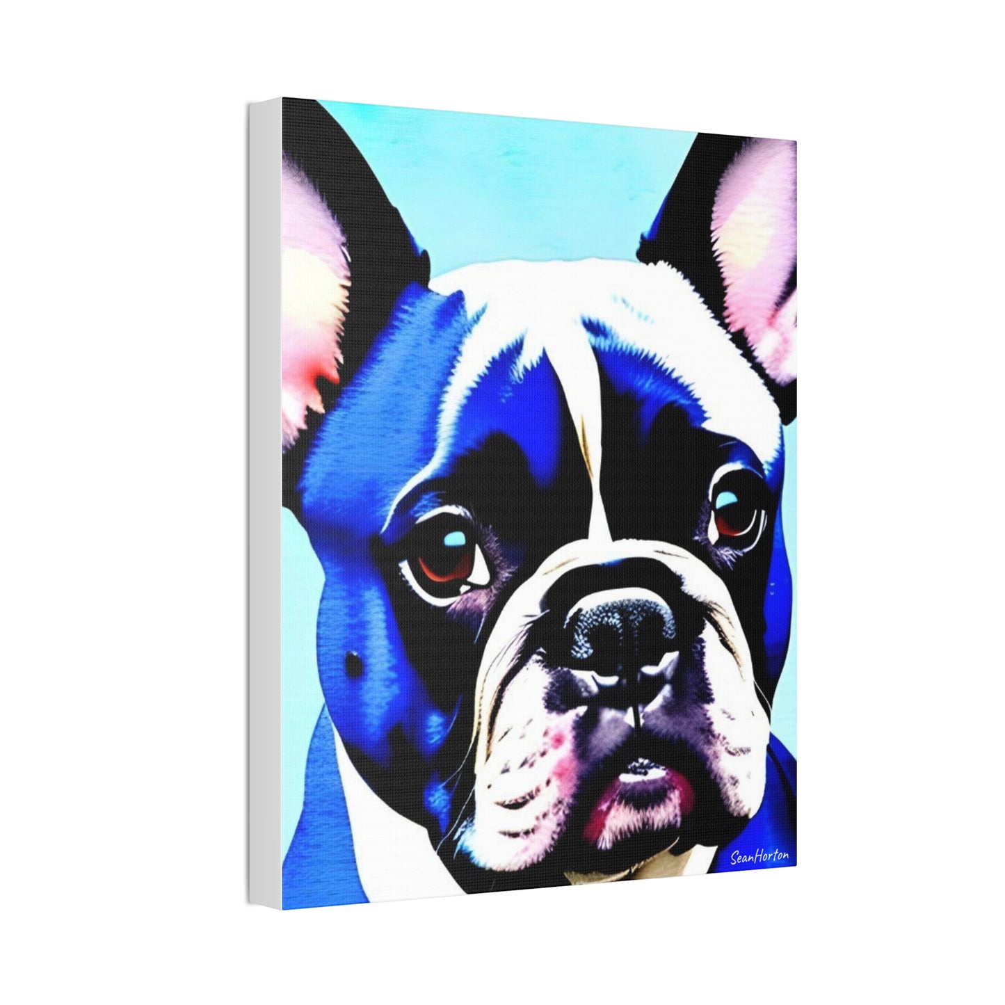 Blue Frenchie (Verticle) Canvas Stretched, 1.5''