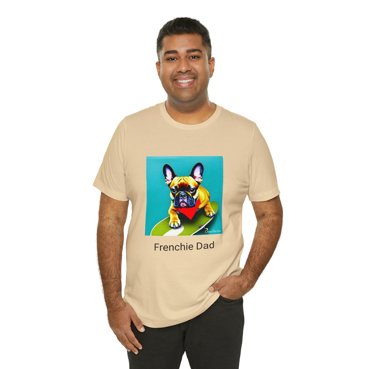 Frenchie on a Skateboard #2/Frenchie Dad Unisex Jersey Short Sleeve Tee