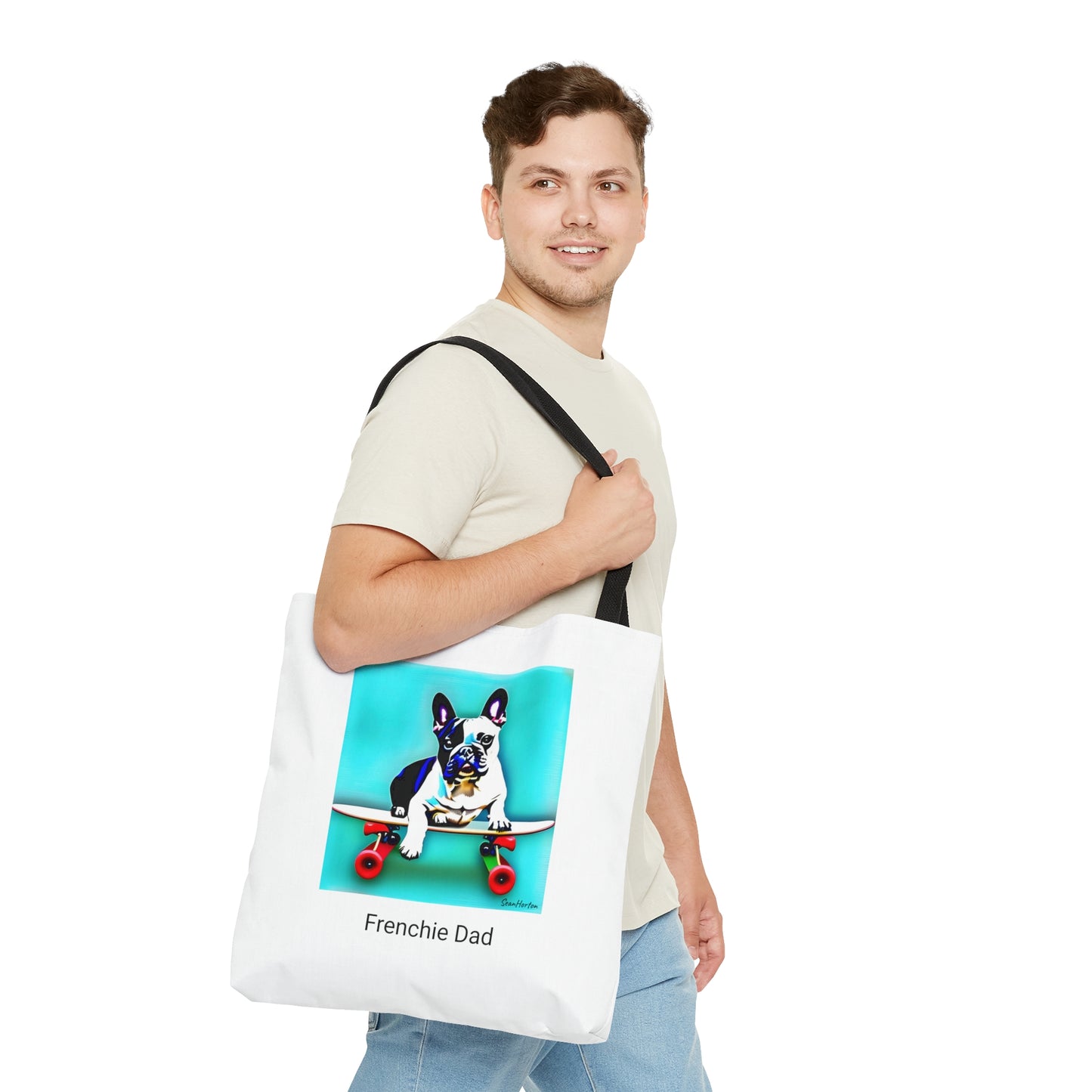 Frenchie on a Skateboard/Frenchie Dad Tote Bag (AOP)