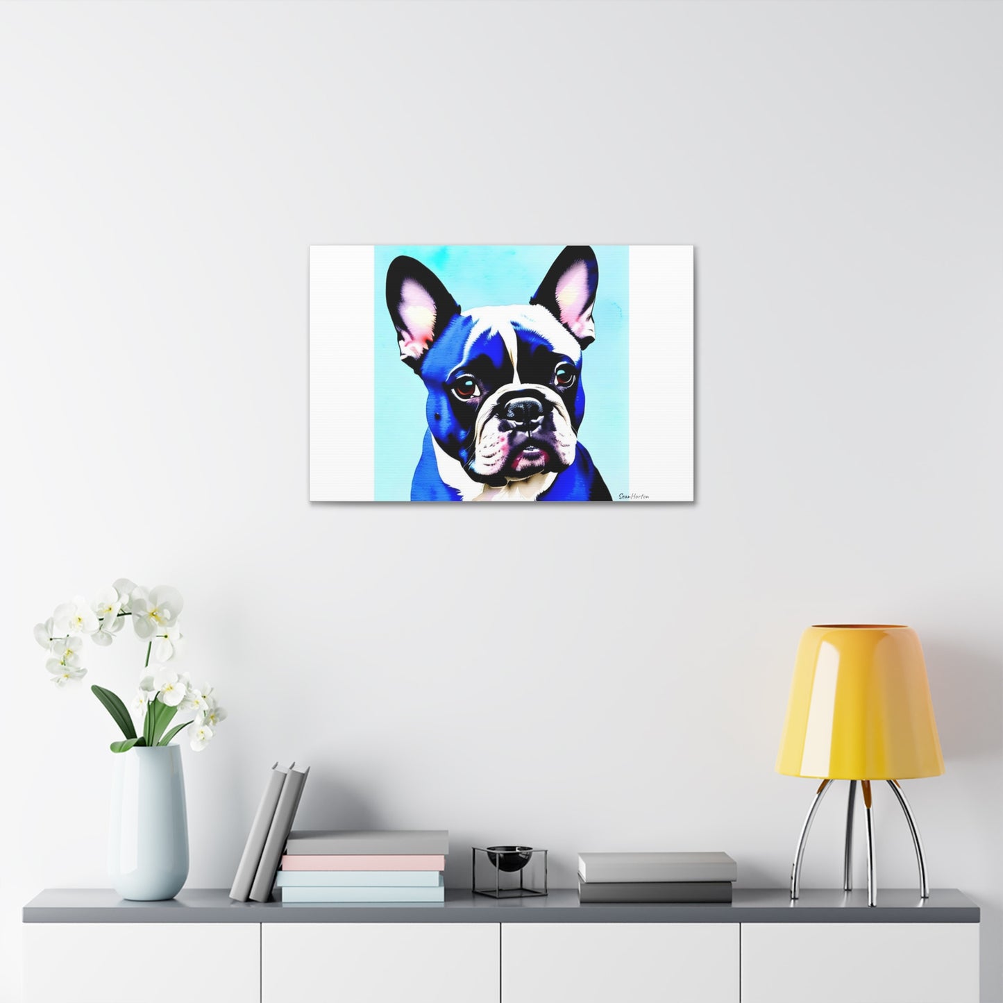 Blue Frenchie (Horizontal) Canvas Stretched, 1.5''