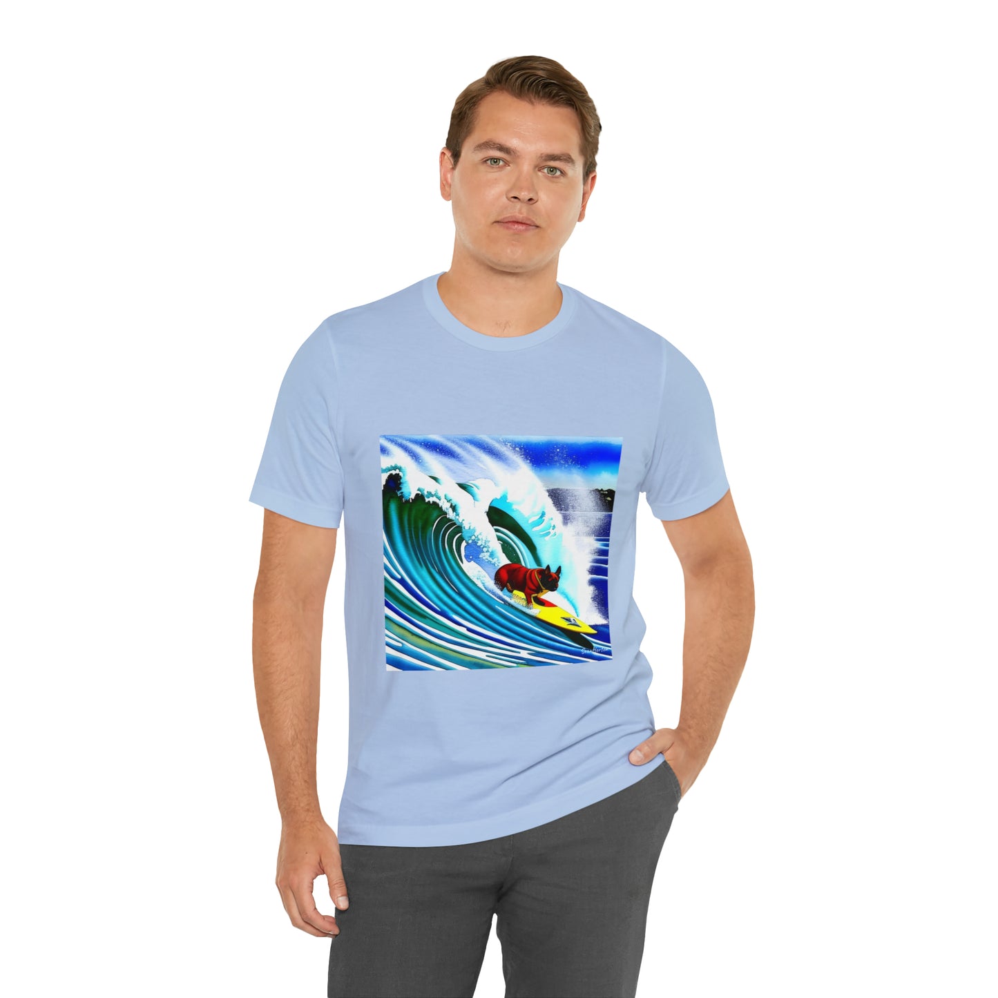 Surfing Frenchie Unisex Jersey Short Sleeve Tee