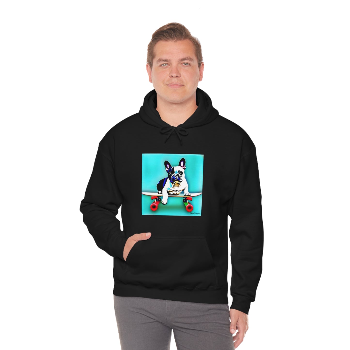 Frenchie on a Skateboard Unisex Heavy Blend™ Hooded Sweatshirt