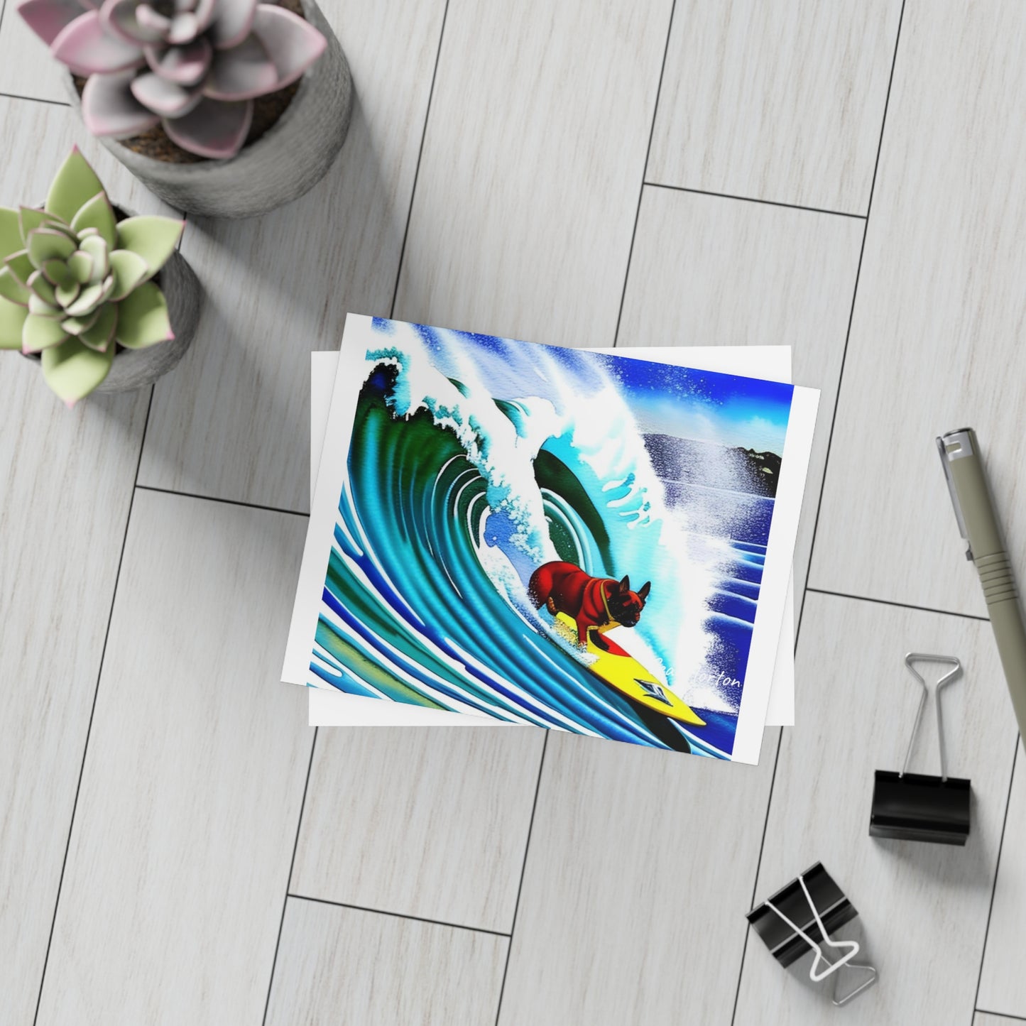 Surfing Frenchie Postcard Bundles (envelopes included)