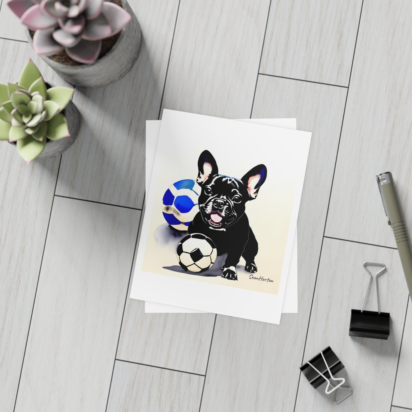 Frenchie with a Soccer Ball Postcard Bundles (envelopes included)