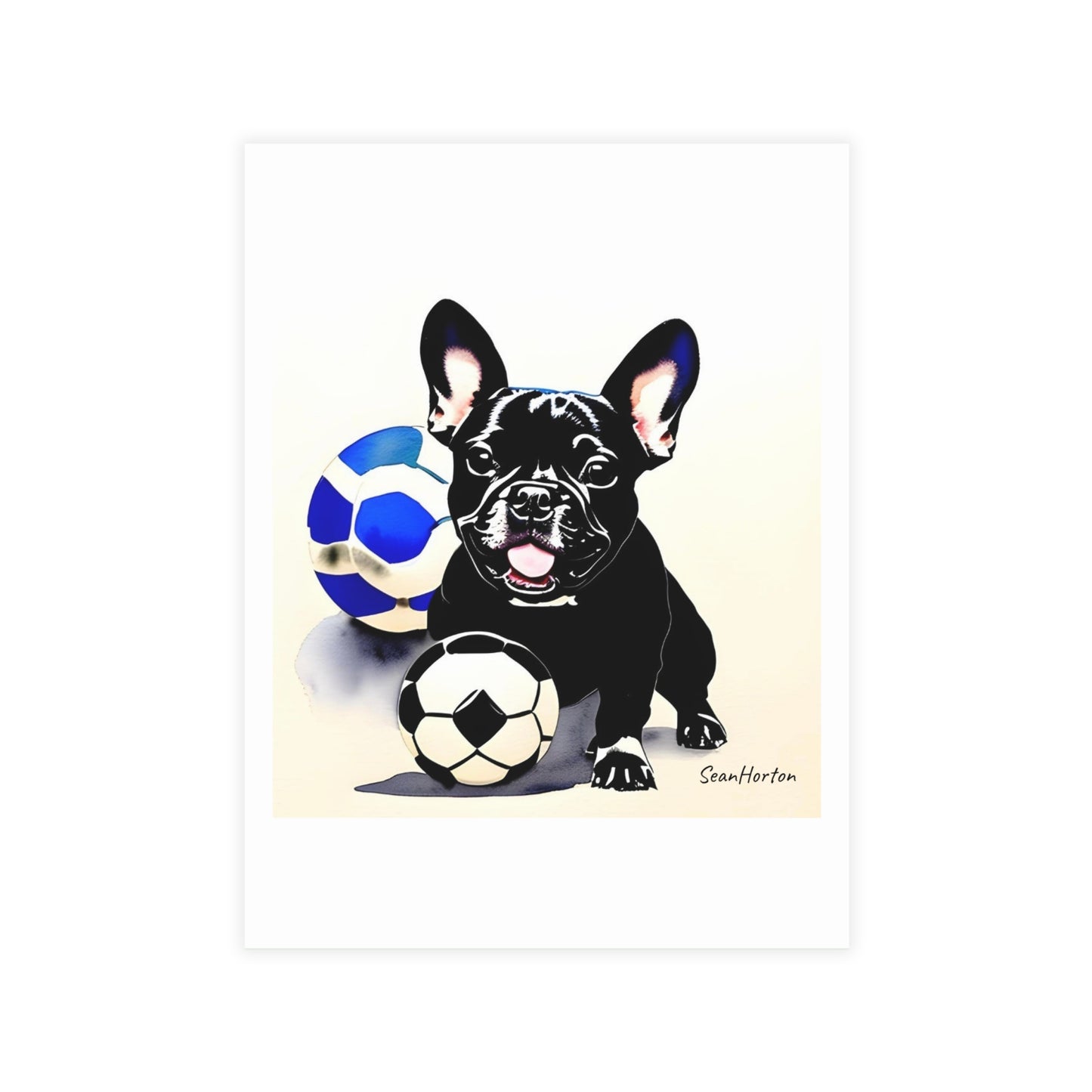 Frenchie with a Soccer Ball Postcard Bundles (envelopes included)