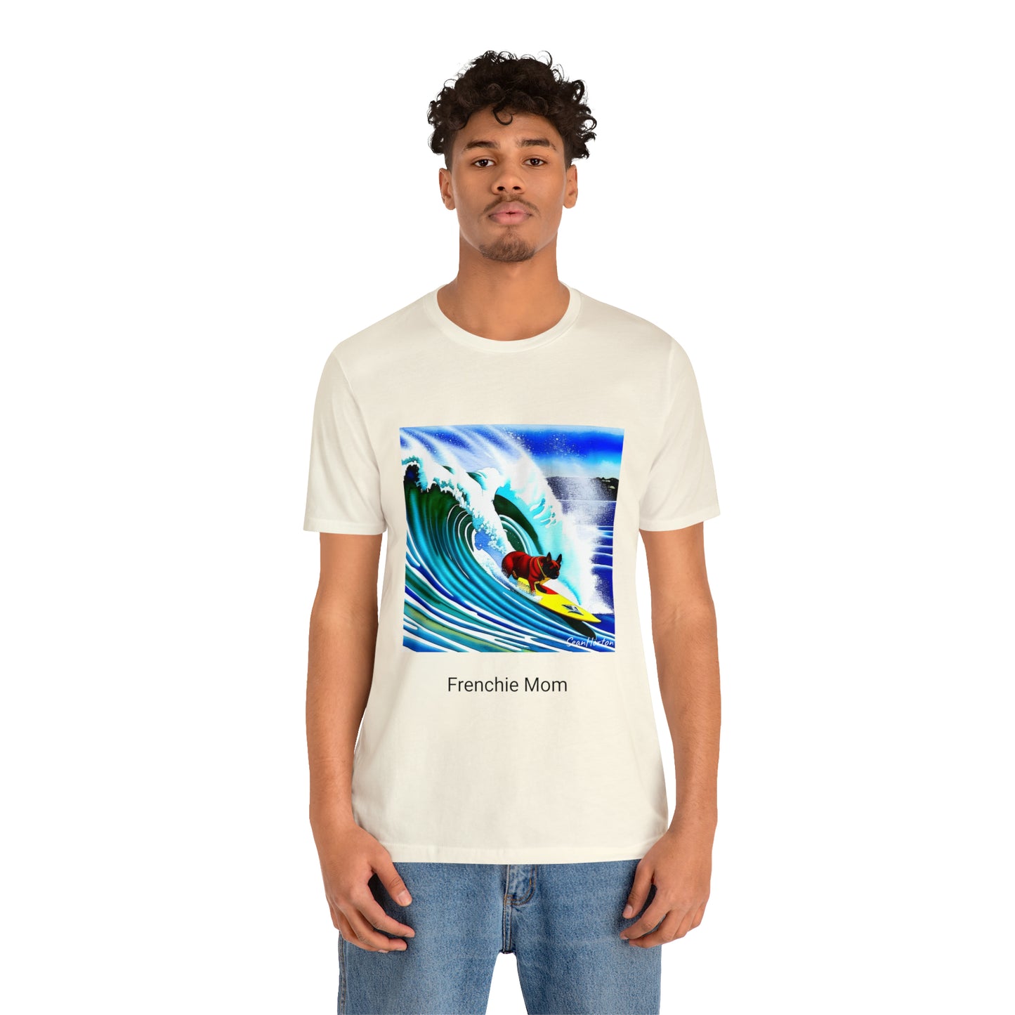 Surfing Frenchie/Frenchie Mom Unisex Jersey Short Sleeve Tee