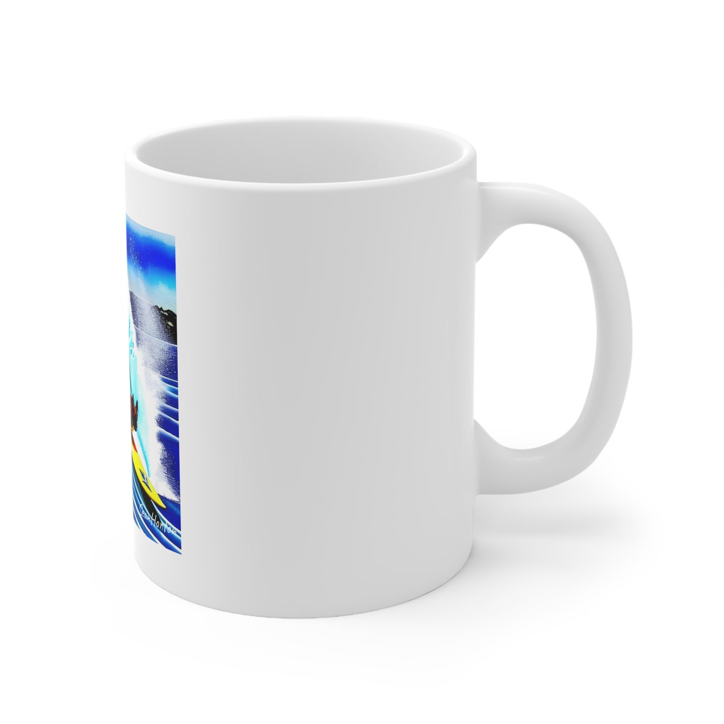 Surfing Frenchie Ceramic Mug 11oz