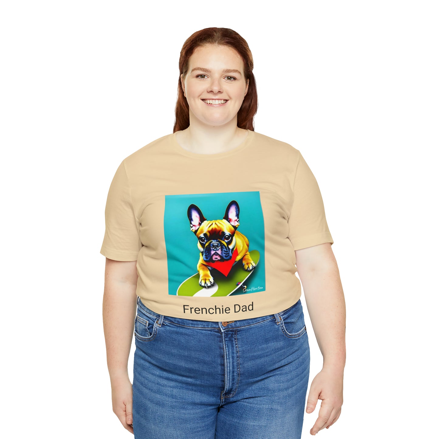 Frenchie on a Skateboard #2/Frenchie Dad Unisex Jersey Short Sleeve Tee