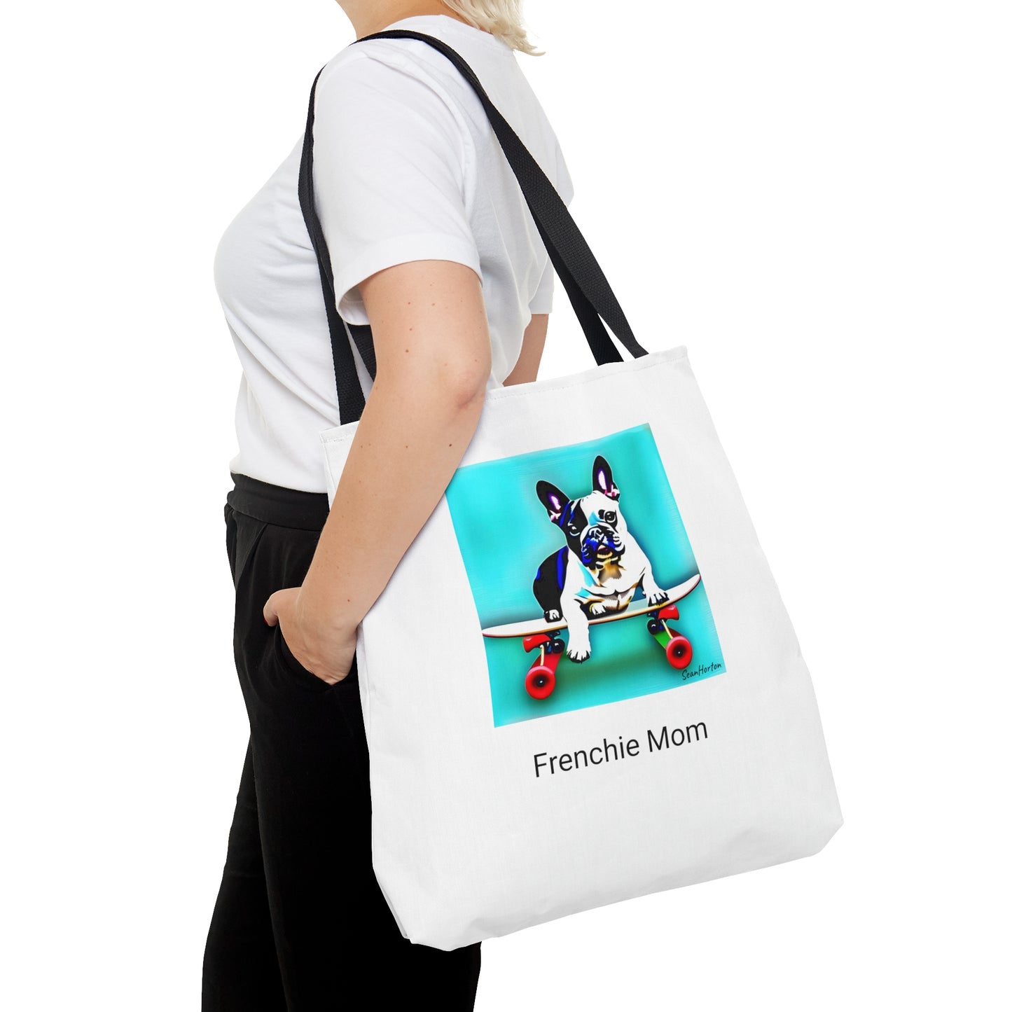 Frenchie on a Skateboard/Frenchie Mom Tote Bag (AOP)