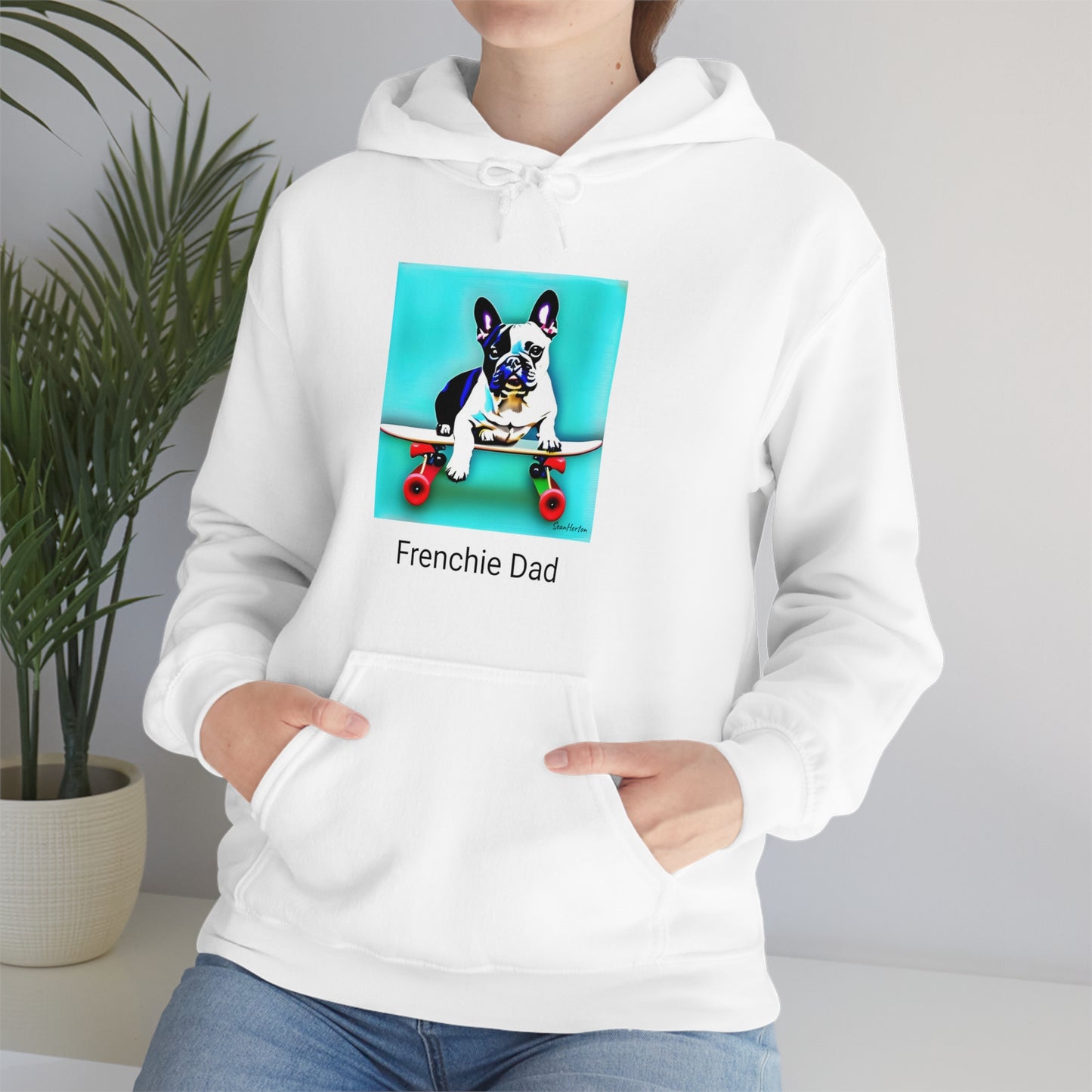 Frenchie on a Skateboard/Frenchie Dad Unisex Heavy Blend™ Hooded Sweatshirt