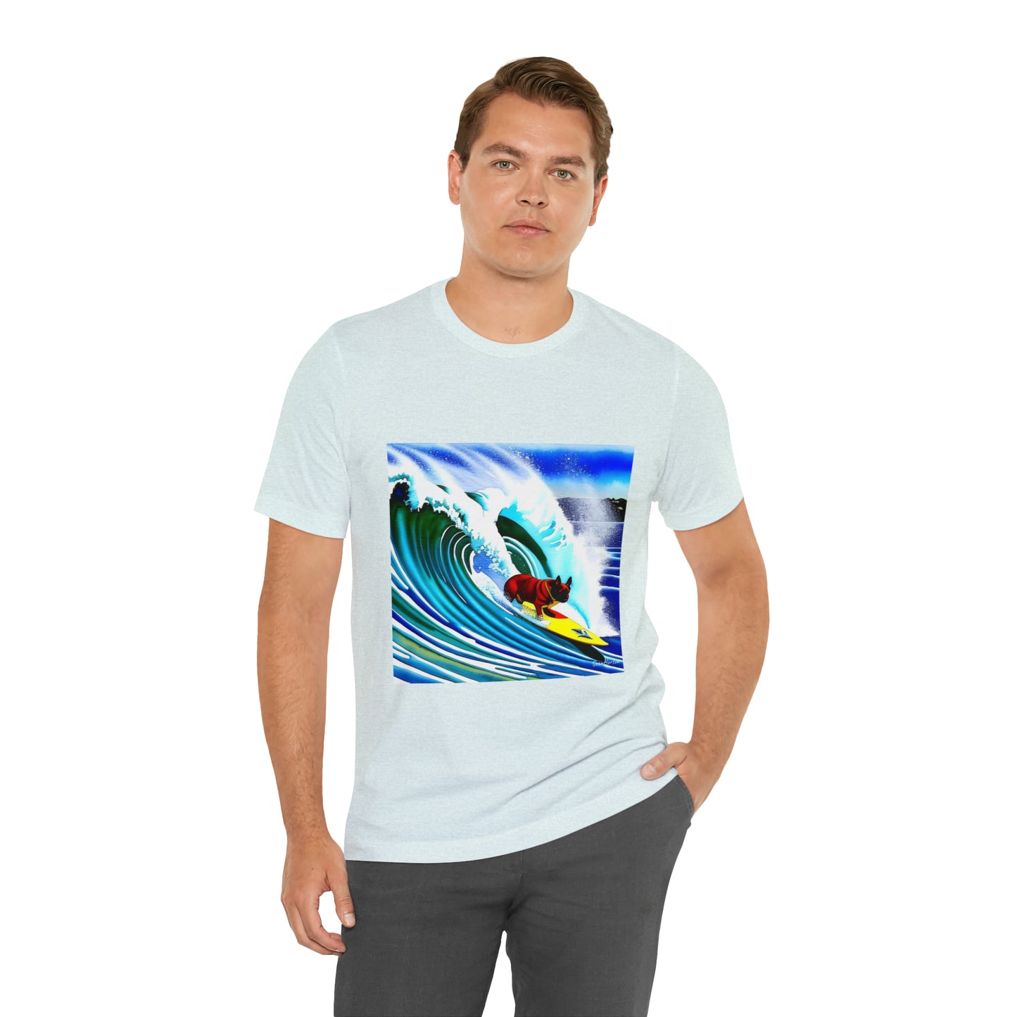 Surfing Frenchie Unisex Jersey Short Sleeve Tee