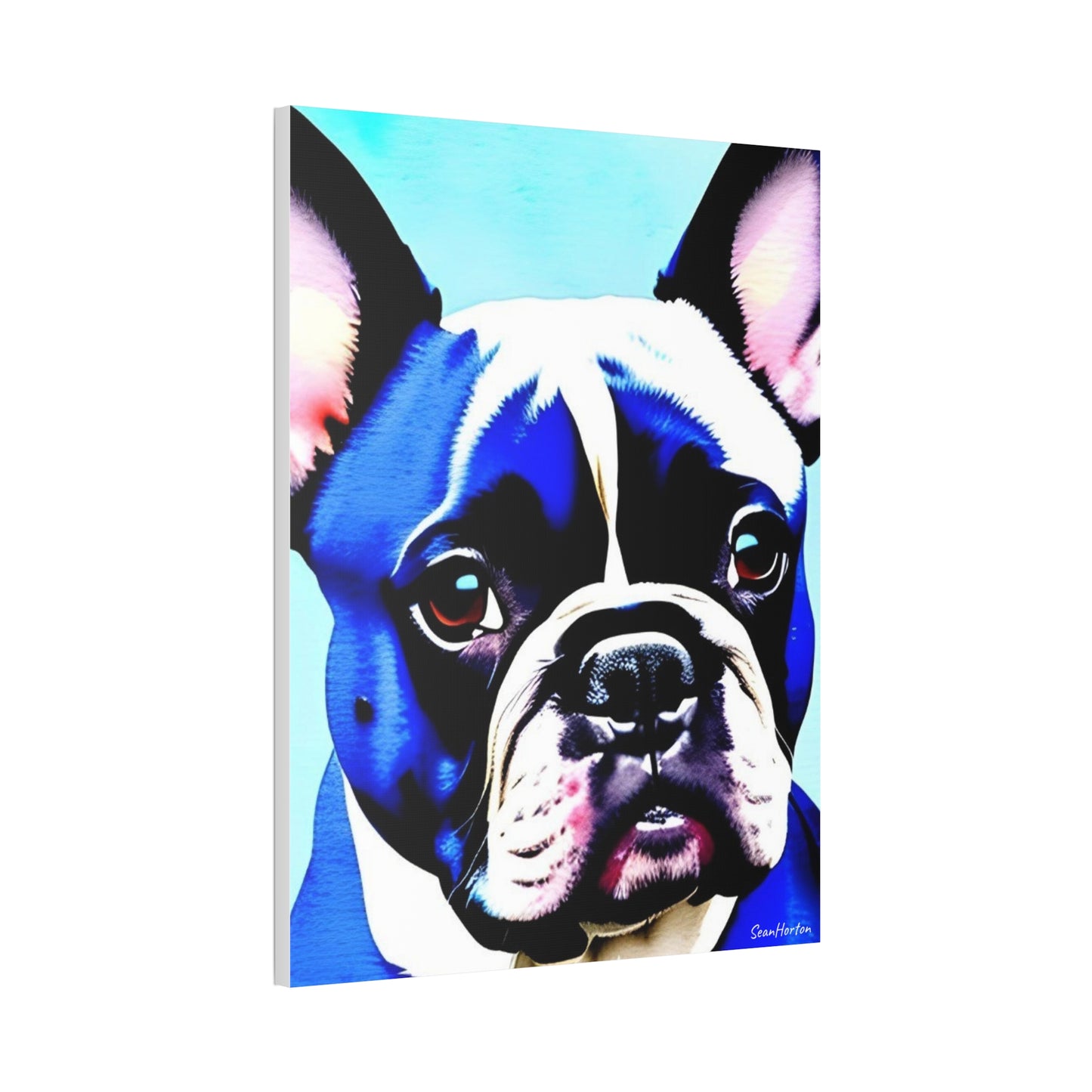 Blue Frenchie (Verticle) Canvas Stretched, 1.5''