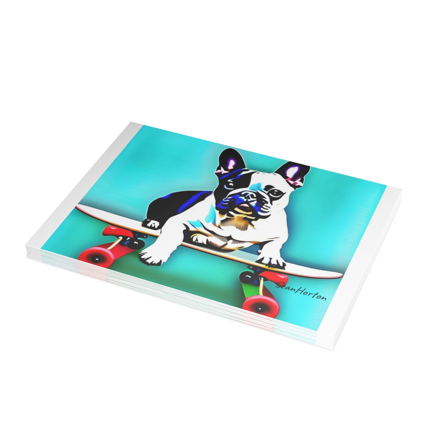 Frenchie on a Skateboard Postcard Bundles (envelopes included)