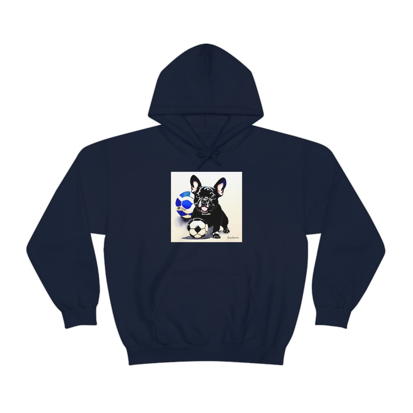 Frenchie with a Soccer Ball Unisex Heavy Blend™ Hooded Sweatshirt