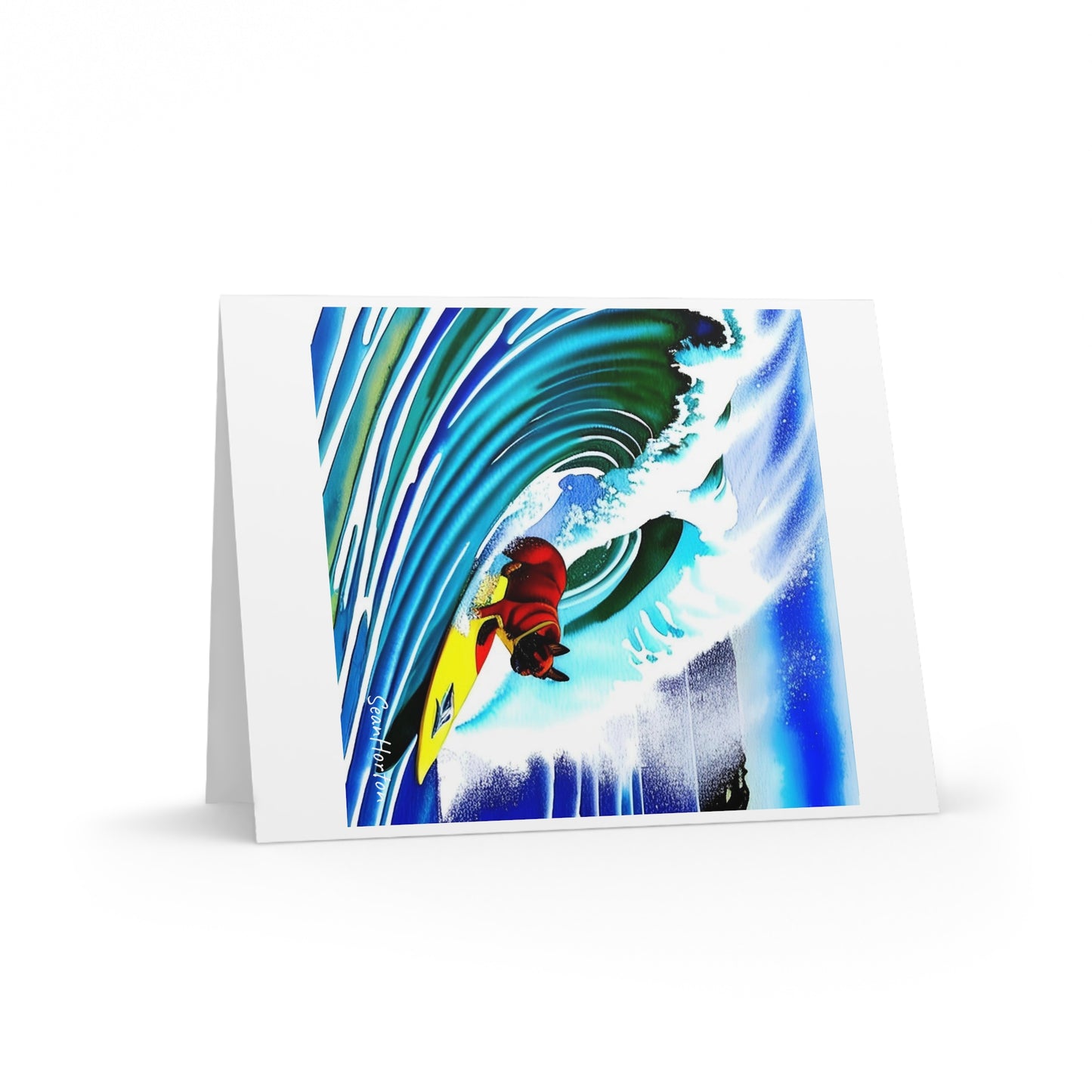 Surfing Frenchie Greeting cards (8, 16, and 24 pcs)