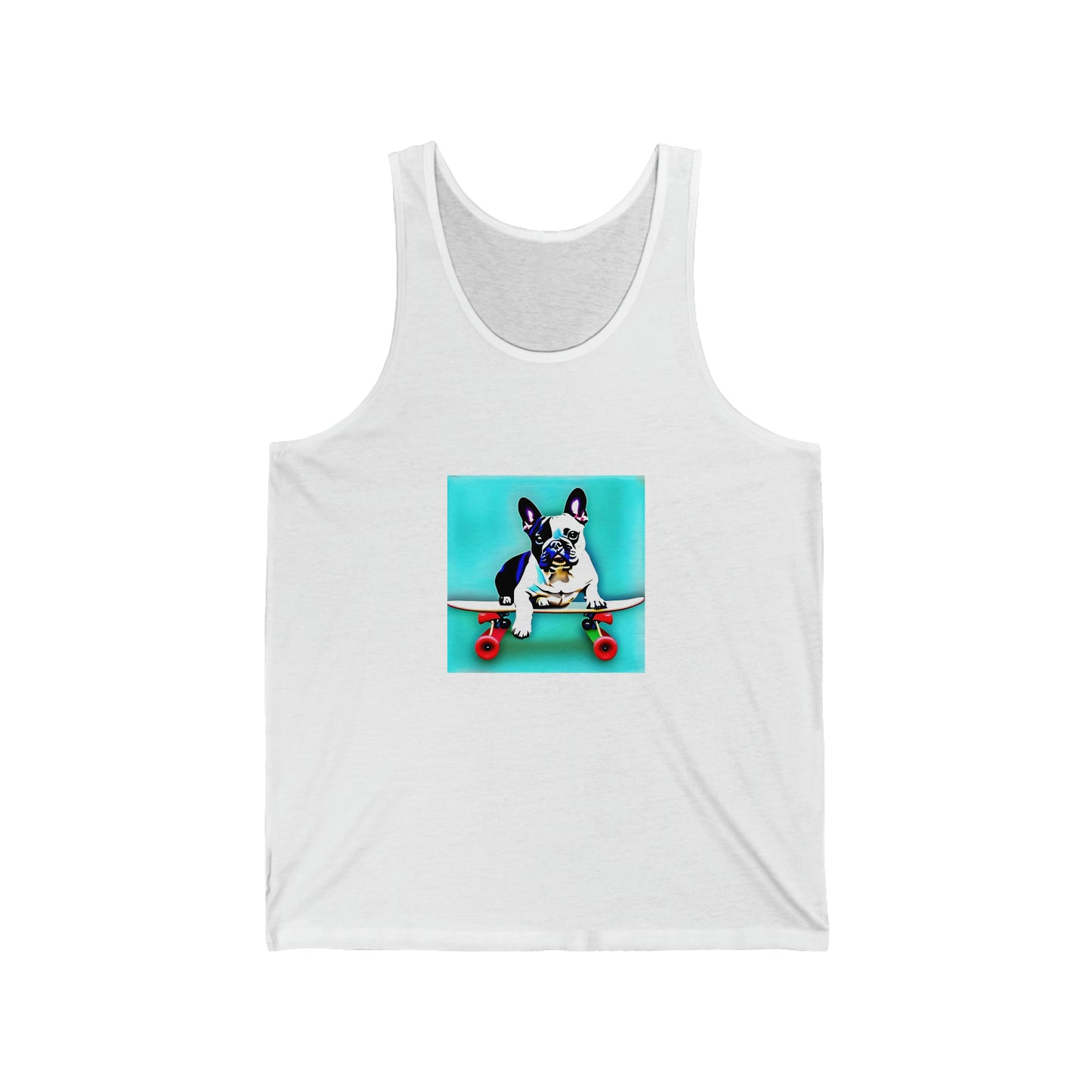 Frenchie on a Skateboard Unisex Jersey Tank