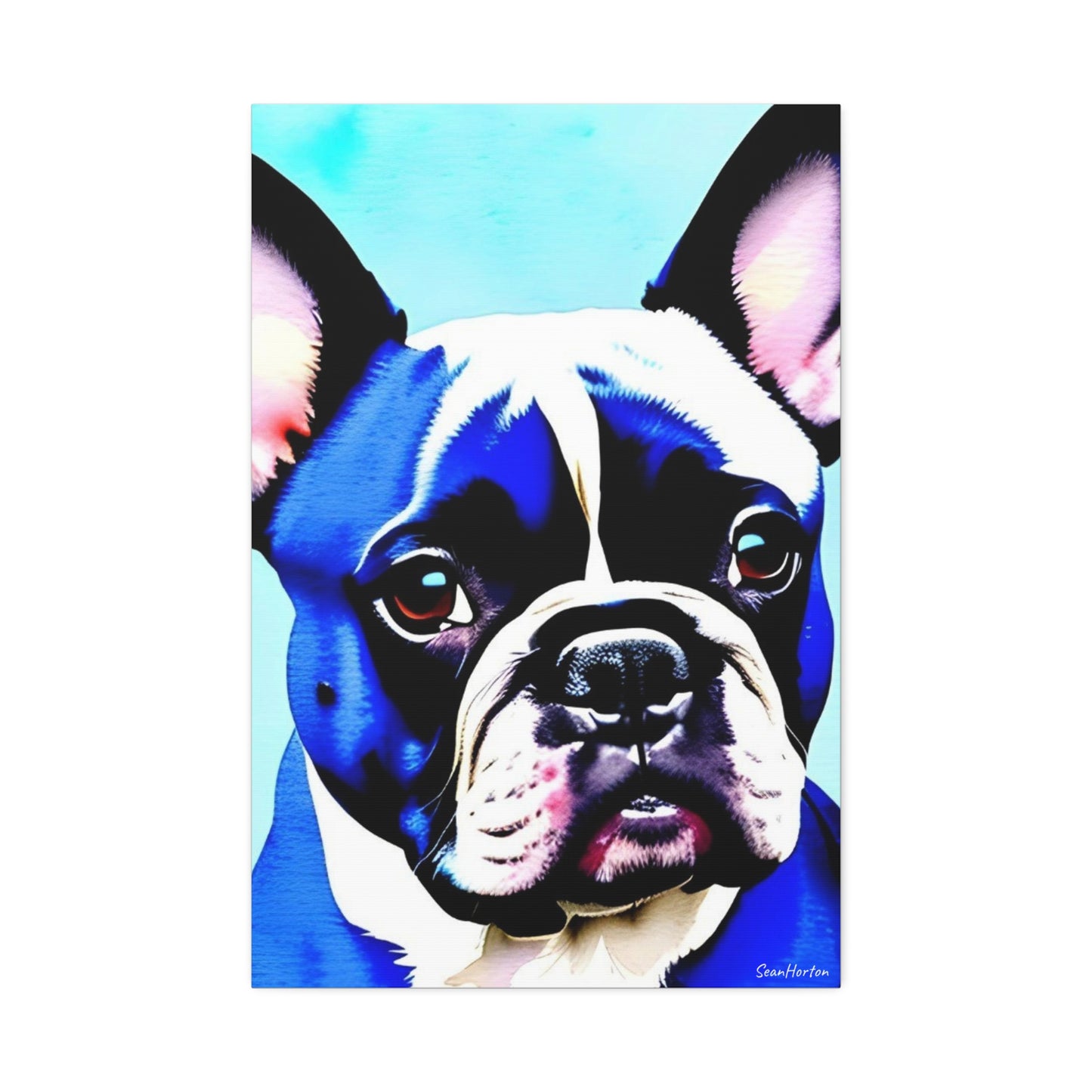 Blue Frenchie (Verticle) Canvas Stretched, 1.5''