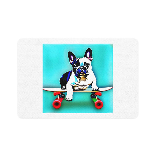 Frenchie on a Skateboard Pet Food Mat (12x18)