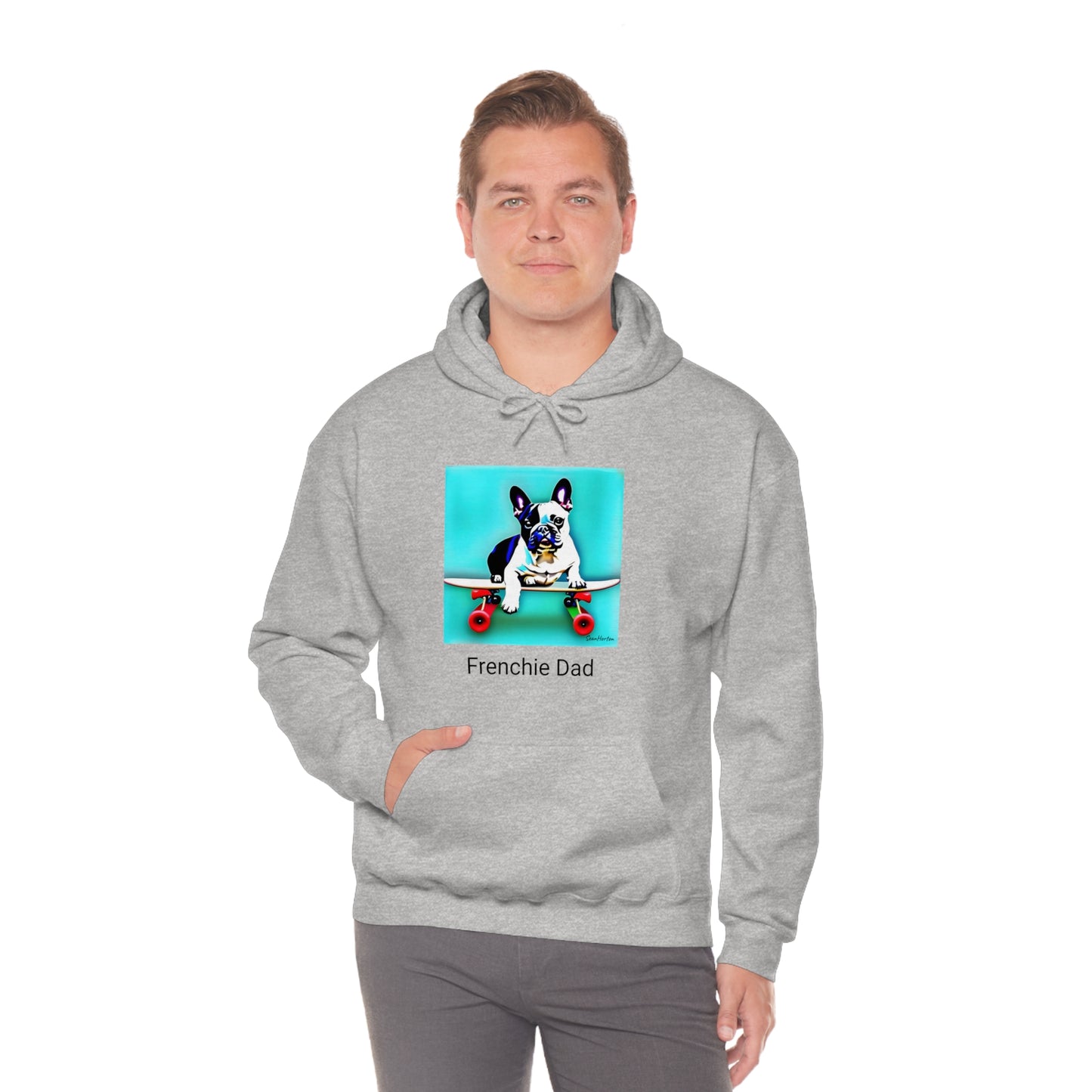 Frenchie on a Skateboard/Frenchie Dad Unisex Heavy Blend™ Hooded Sweatshirt