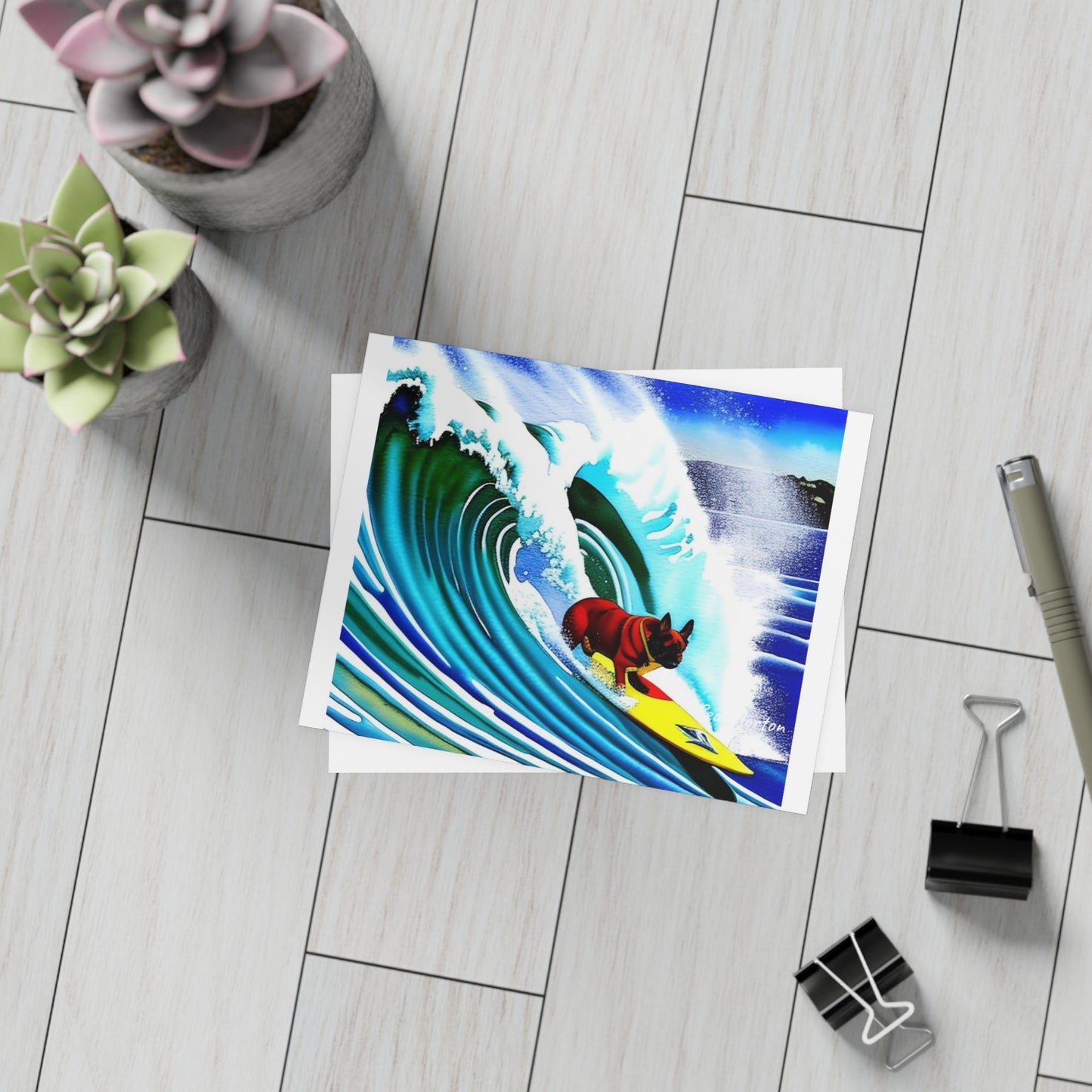 Surfing Frenchie Postcard Bundles (envelopes included)
