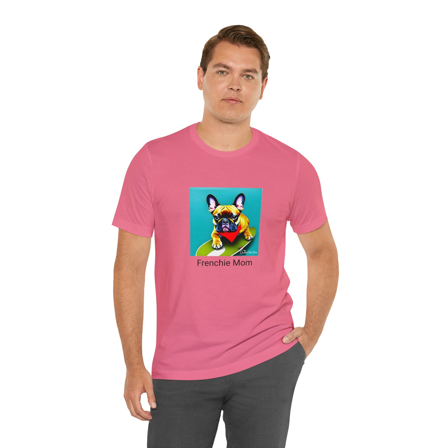 Frenchie on a Skateboard #2/Frenchie Mom Unisex Jersey Short Sleeve Tee