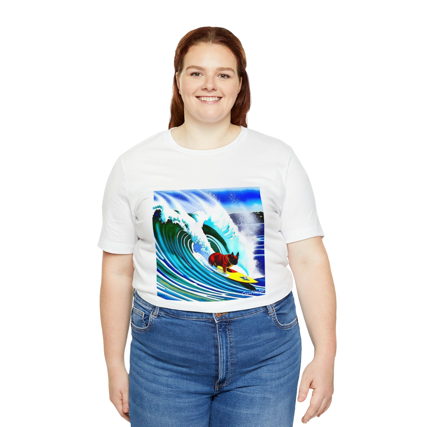 Surfing Frenchie/Frenchie Mom Unisex Jersey Short Sleeve Tee