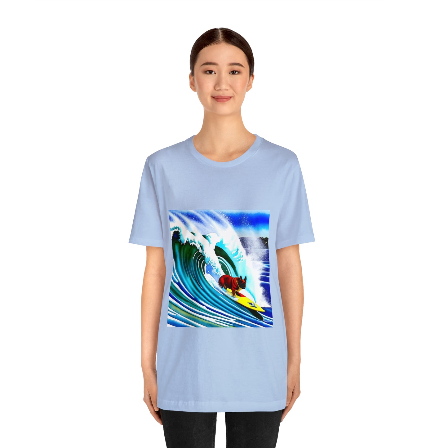 Surfing Frenchie Unisex Jersey Short Sleeve Tee