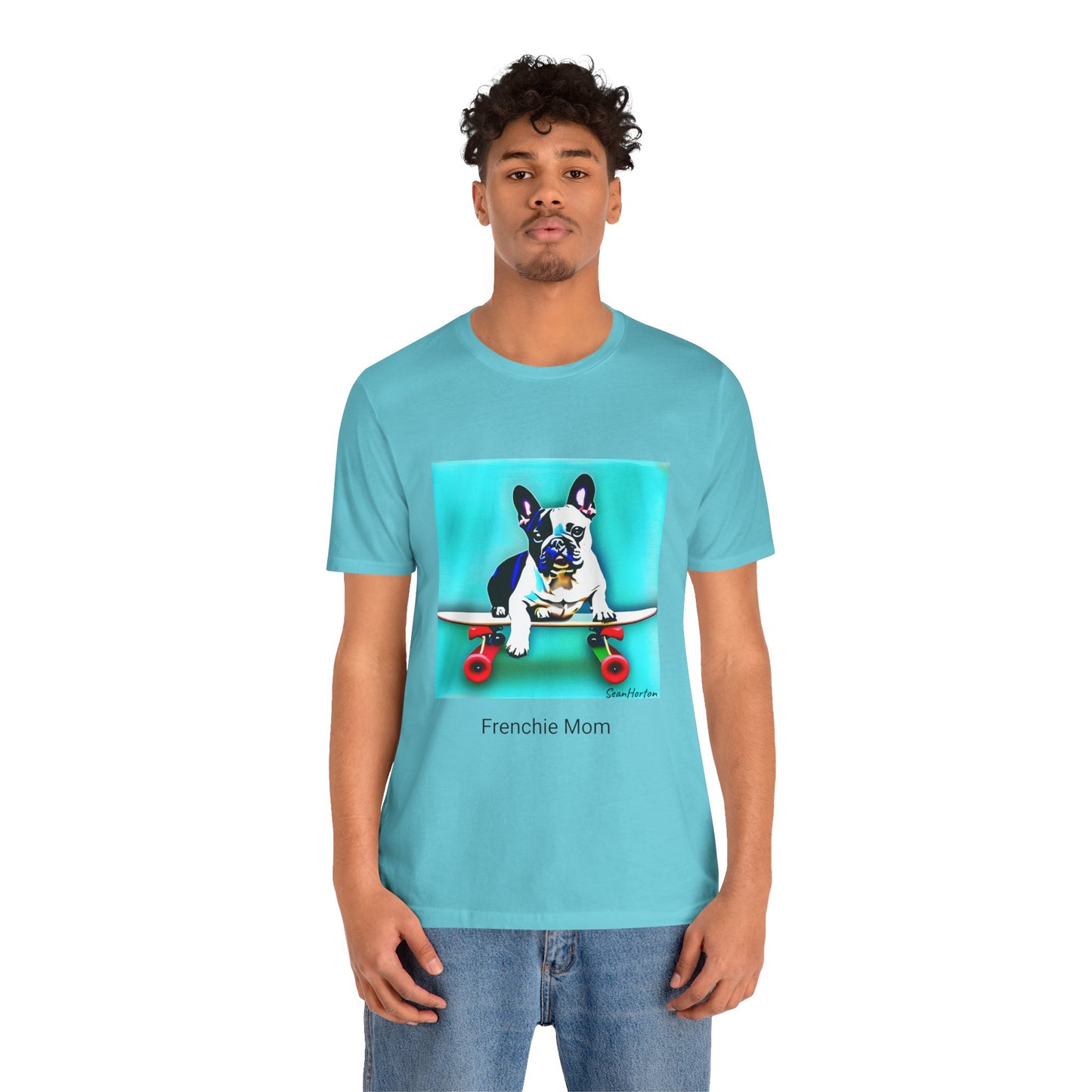 Frenchie on a Skateboard/Frenchie Mom Unisex Jersey Short Sleeve Tee