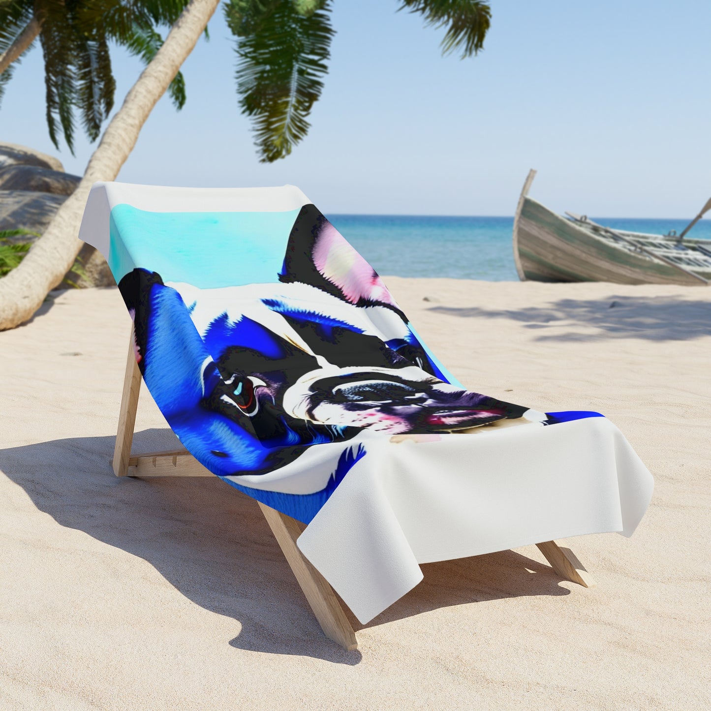 Blue Frenchie Beach Towel
