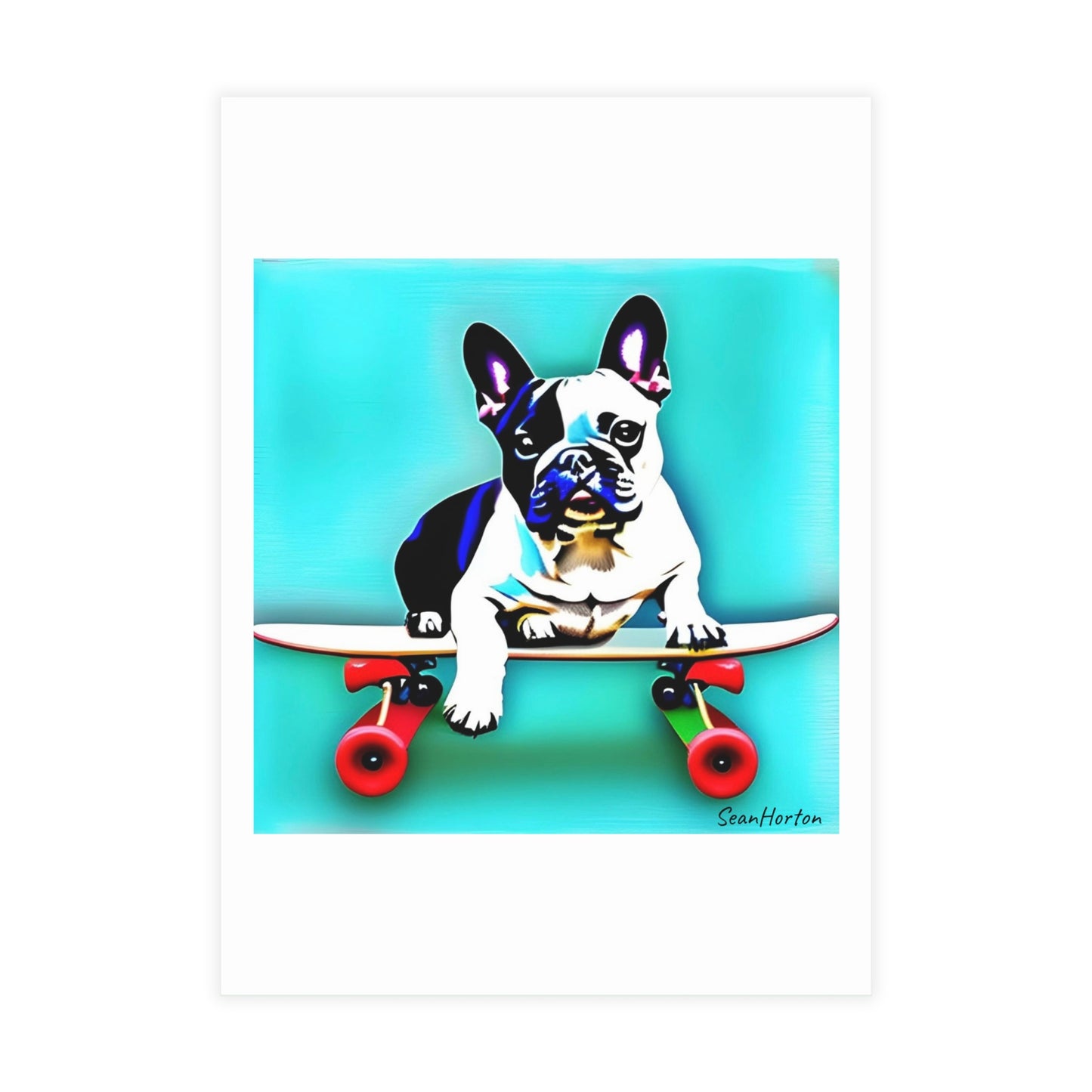 Frenchie on a Skateboard Postcard Bundles (envelopes included)