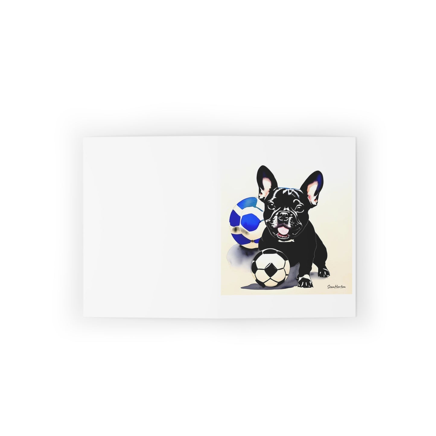 Frenchie with a Soccer Ball Greeting cards (8, 16, and 24 pcs)