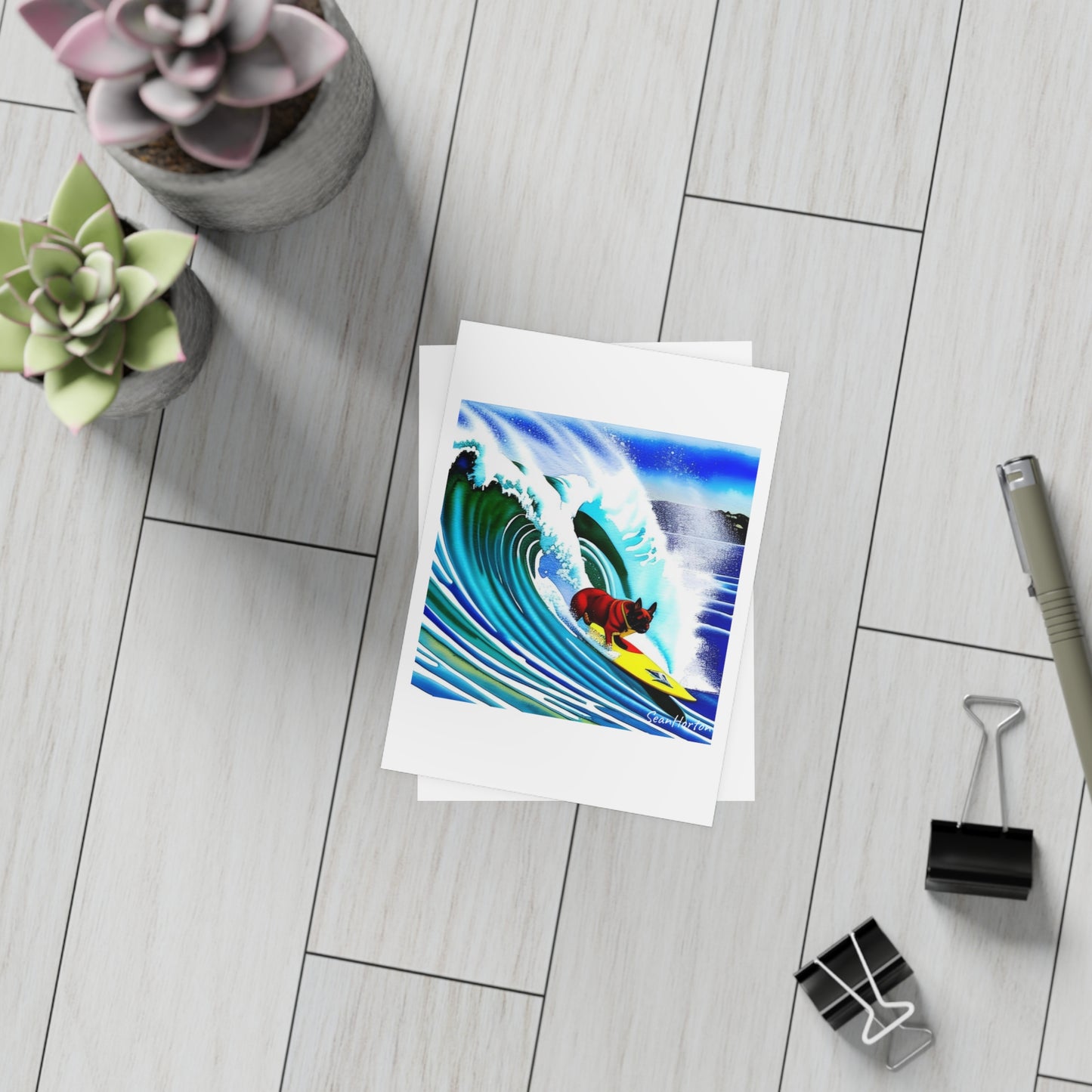 Surfing Frenchie Postcard Bundles (envelopes included)
