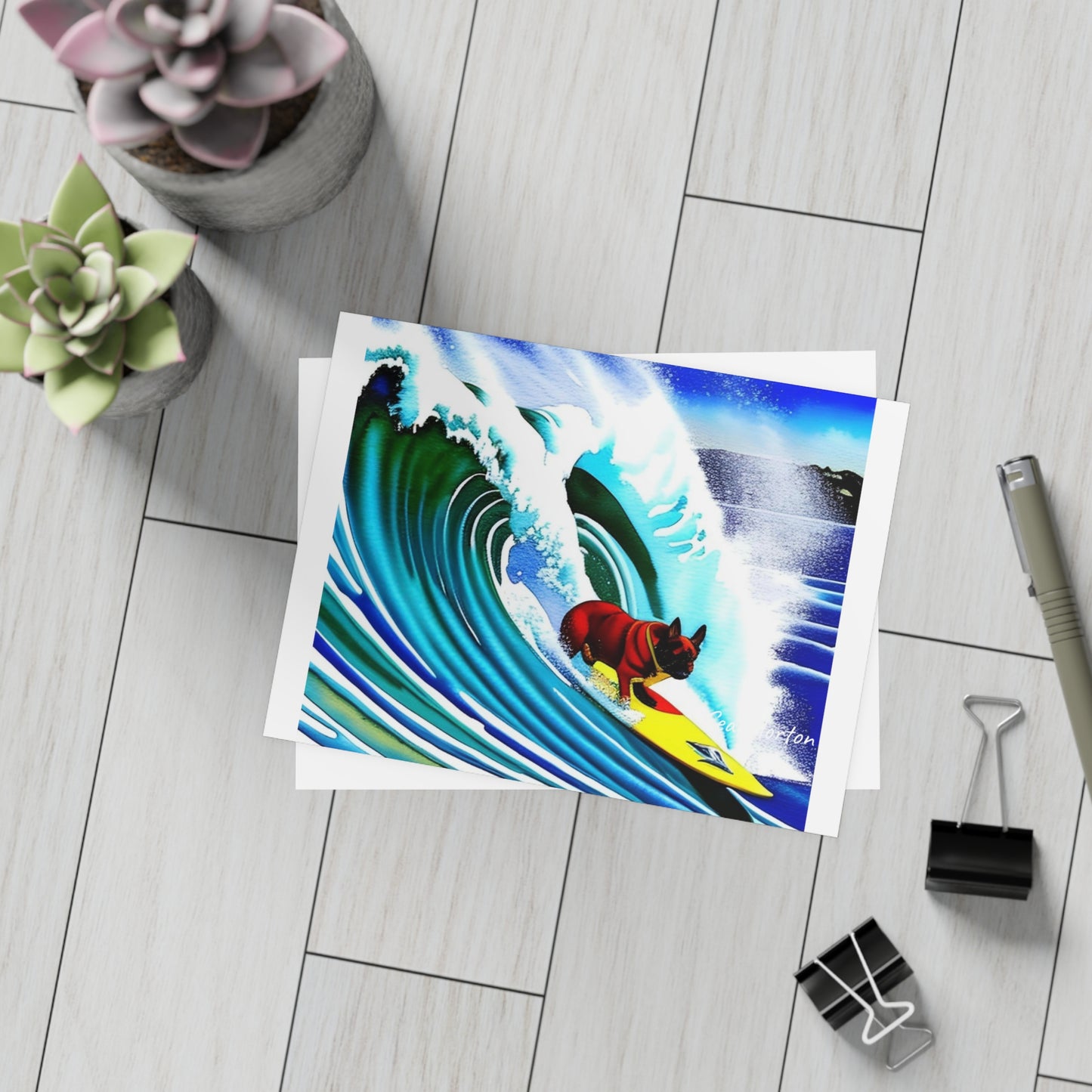 Surfing Frenchie Postcard Bundles (envelopes included)