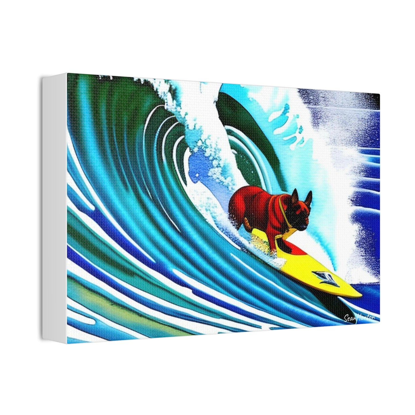 Surfing Frenchie (Horizontal) Canvas Stretched, 1.5''