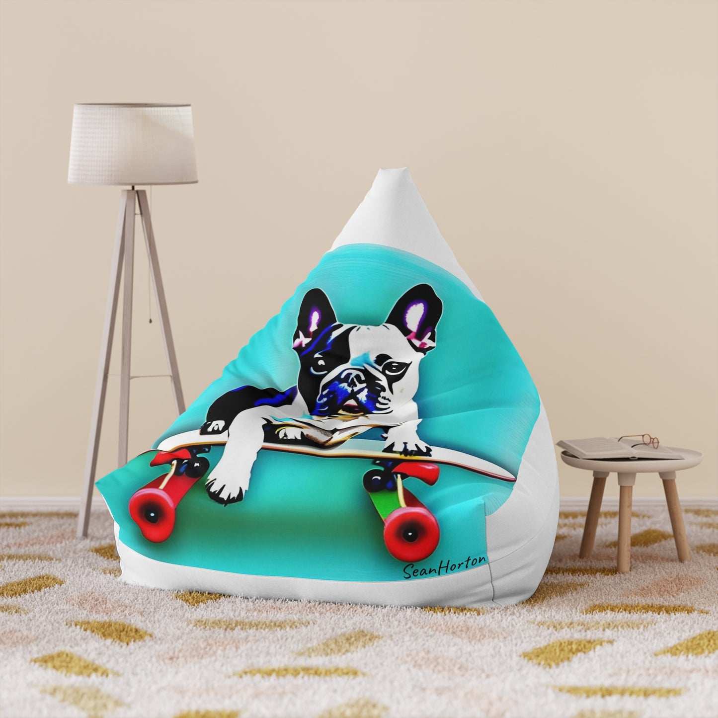 Frenchie on a Skateboard Bean Bag Chair Cover