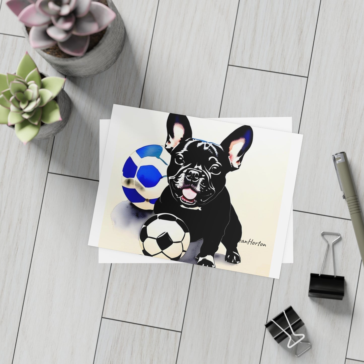 Frenchie with a Soccer Ball Postcard Bundles (envelopes included)