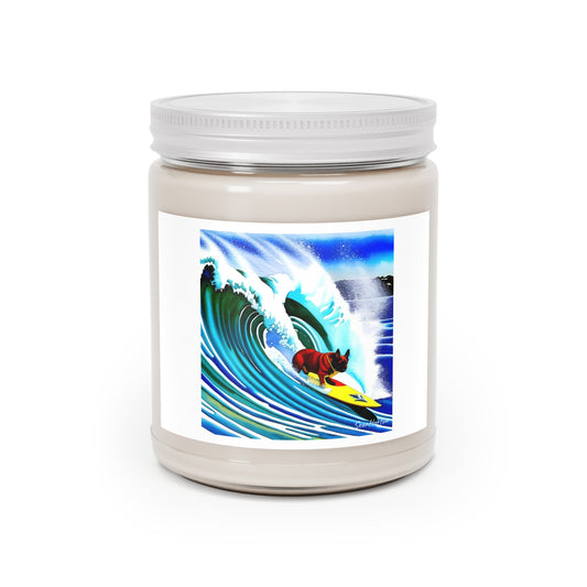 Surfing Frenchie Scented Candles, 9oz