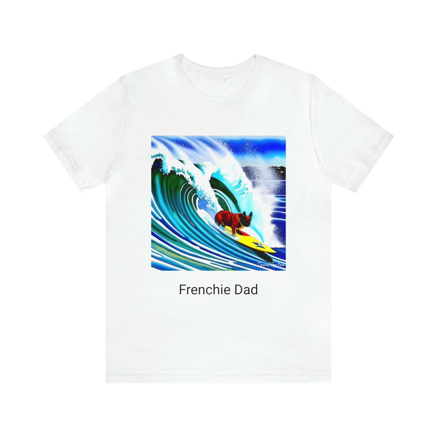 Surfing Frenchie/Frenchie Dad Unisex Jersey Short Sleeve Tee